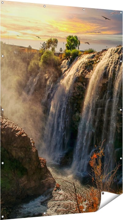 Gards Tuinposter Watervallen vanaf de Kliffen - 120x180 cm - Tuindoek - Tuindecoratie - Wanddecoratie buiten - Tuinschilderij