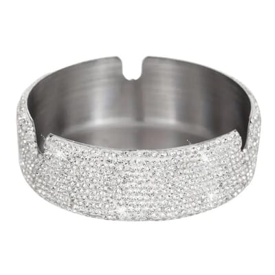 Asbak, met diamanten bezette roestvrijstalen kantoorasbak, minimalistische luxe creatieve asbak，Witte Diamant
