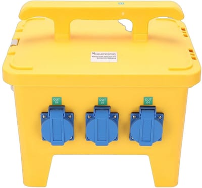 Dailygoods- Stroomverdeelkast waterdicht IP65 - 6 Uitgangen - Draagbaar - Bouwstroomverdeler - Vernikkeld - Handgreep - Stroomverdeler
