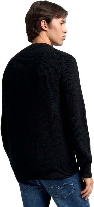 Round Neck Cotton Knitwear with Long Sleeves - Blue Sweaters