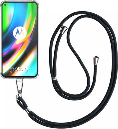 Telefoonhoesje Geschikt voor Motorola Moto G9 Plus Transparant ShockProof met Afneembaar Universeel Telefoonkoord - Cover Case Siliconen ShockProof with Lanyard - Smartphonica geschikt voor Motorola Moto G9 Plus