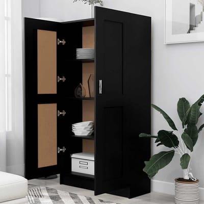 vidaXL - Boekenkast - 82,5x30,5x150 - cm - bewerkt - hout - zwart