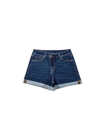 Livano Korte Broek Dames - Spijkerbroek - met Zakken - Volwassenen - Jongens - Shorts - Donkerblauw - Maat S