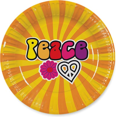 Boland - Set 8 papieren bordjes Hippie - Geen thema - Verjaardag - Flower Power - Tableware