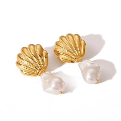 Ibiza Oorbellen - Shell #3 | Schelp Oorhangers | Stainless Steel | Fashion Favorite