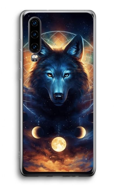 Case Company® - Hoesje geschikt voor Huawei P30 hoesje - Wolf Dreamcatcher - Soft Cover Telefoonhoesje - Bescherming aan alle Kanten en Schermrand