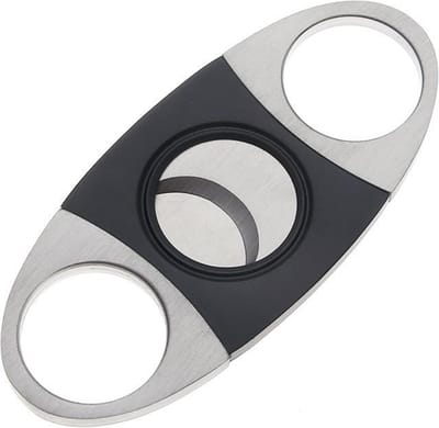 Sigarenknipper - Sigarensnijder - Sigaar Knippen - Ovaal - Tot 22 mm dik - Roestvrij Staal - 1 stuk - Zwart/Zilver
