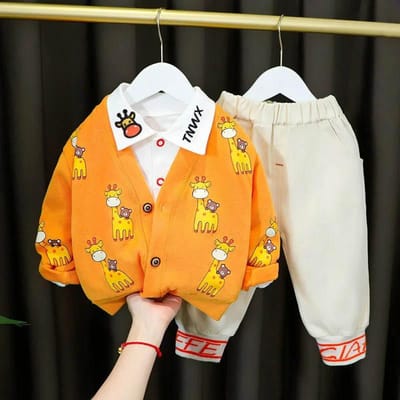 Babyjongen Lente- en Herfstpak Midden- en Kleine Kinderen Zuigeling Kinderkleding Vest Jas Herfstkleding Driedelig Pak 80