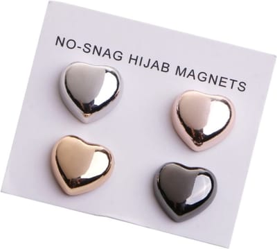 Fako Bijoux® - 4x Magnetische Broche Hart - Magneetbroche - Hoofddoek Magneet - Sjaal - Hijab - Abaya - 14mm - Set 4 Stuks - Shiny