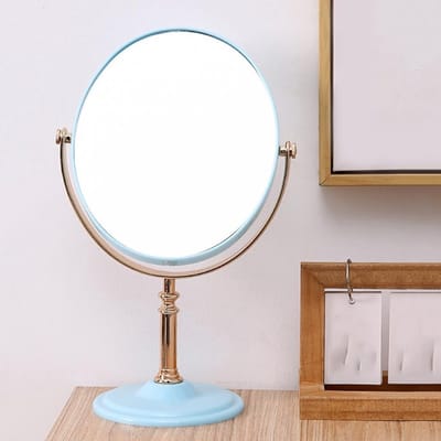 Dubbelzijdige Make-up Spiegel met Stand, Ovale Tafelspiegel voor Cosmetica en Badkamer, Verstelbare Vergrotende Spiegel voor Slaapkamer en Schoonheid