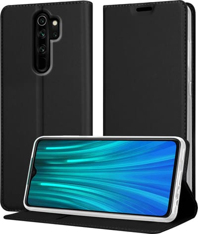 Cadorabo Hoesje geschikt voor Xiaomi RedMi NOTE 8 PRO in CLASSY ZWART - Beschermhoes met magnetische sluiting, standfunctie en kaartvakje Book Case Cover Etui