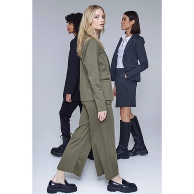 Culottes Wide Leg Trousers Wo - Green Jeans