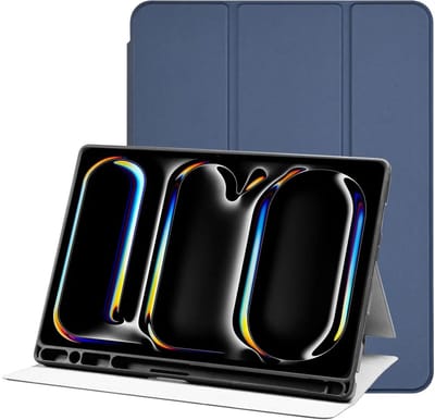 Tablet Hoes Geschikt voor iPad Pro 11 (2024/2025) | Luxe Tri-Fold Book Case | Kunst Leren Bescherm Hoes | Standaard Functie | Blauw