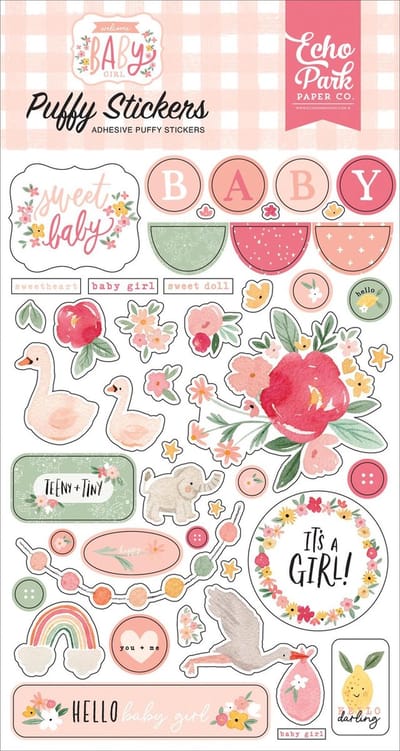 Echo Park Welcome Baby Girl Puffy Stickers (WBG233066)