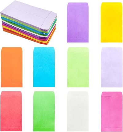 100 Stuks Kleine Enveloppen in Meerdere Kleuren voor Geld, Zaden en Cadeaus - Mini Enveloppen 10x6 cm