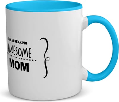 Akyol - i am a freaking awesome mom koffiemok - theemok - blauw - Mama - geweldige moeder - liefste moeder - verjaardag - cadeau - kado - bedankje - geschenk - 350 ML inhoud