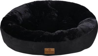 Topmast Comfort Donut - Supersoft Pluche Hondenmand Hondenkussen - Zwart - 92 x 73 x 19 cm