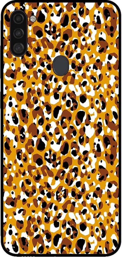 Smartphonica Telefoonhoesje voor Samsung Galaxy A11 met panterprint - TPU backcover met luiaardprint - Bruin geschikt voor Samsung Galaxy A11