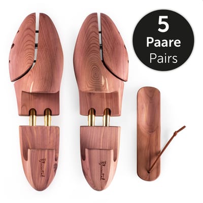 Blumtal Dames en Heren Schoenspanner inc. Schoenlepel - Ergonomisch design - Cederhout - Maat 40-41 - Set van 5