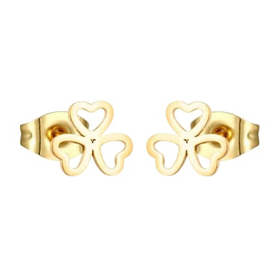 Aramat Jewels | Oorbellen | Goudkleurige klavertje drie oorstekers – 8mm | | | |8mm | Staal | Kinderen, Volwassenen | Verkleurd niet