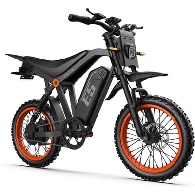 URLIFE E5 All-Terrain Elektrische Fiets met Knipperlichten, Volledige Vering zwart