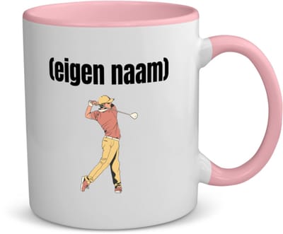 Akyol - golfer man met eigen naam koffiemok - theemok - roze - Golf - golfers - leuk cadeau voor iemand die houdt van golfen - cadeau - kado - 350 ML inhoud