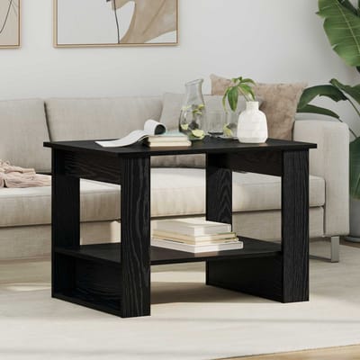 vidaXL - Salontafel - Zwart - Eiken - 72 - x - 50 - x - 50 - cm - Bewerkt - hout