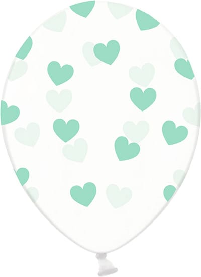 Partydeco - Ballonnen clear hartjes mint 6 stuks
