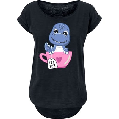 Tierisch - Fun T-shirt - Tea Rex - S tot 3XL - voor Vrouwen - zwart