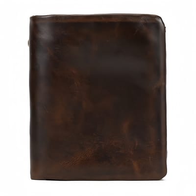 Portemonnee - Echt leer - Dubbelgevouwen portemonnee - Meerdere kaartsleuven en muntvak - 11,5*9,5*2 cm - Koffiebruin - 1 stuk