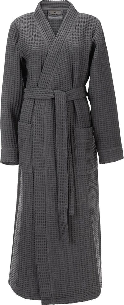 LINNICK Wafel Badjas - Dark Grey - Maat S - Sauna badjas - 100% Katoen - Badjas Dames - Badjas Heren