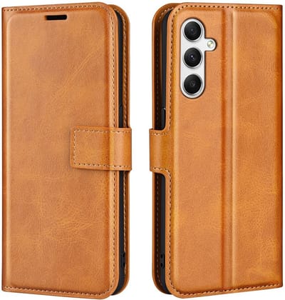 Coverup Hoesje - Geschikt voor Samsung Galaxy A35 Hoesje - Coverup Deluxe Book Case - Bruin