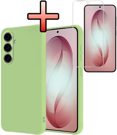 Hoesje - Met Screenprotector - Geschikt voor Samsung Galaxy S26 - Sterk & Shockproof - Back Cover - Siliconen Case - Telefoon Hoes - Groen
