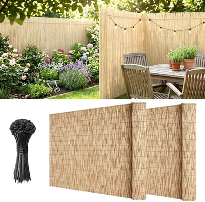 Natuurlijke Riet Schutting - Privacy Rol - Balkon Afschermen - Eenvoudige Bevestiging - H160xL850cm - Wit