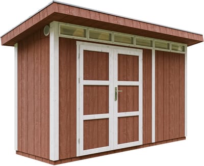 Timbela M902A-REDWOOD RED - LP SmartSide Tuinhuis op houtbasis - 4 m² - 161x412xH239 cm - met vloer en verf