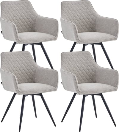 Colenis® - Sierra Eetkamerstoel - Set Van 4 - Beige - Bouclé Stof - Design - Draaibaar - 360°