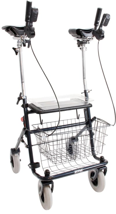 Premis – Lichtgewicht Rollator - Hoger model - Onderarmschalen (Steunen) - Inklapbaar - Metallic Zwart