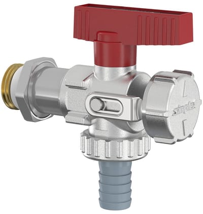 Flamco KFE-kogelkraan hoek, lange uitv. G1/2a PN16 MS vern. m. slangaansl., F10674
