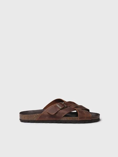 Leren herensandalen met gekruiste bandjes | GALATSI-PE