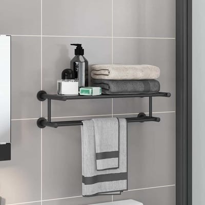 vidaXL - Handdoekenrek - Zwart - 61 - x - 23 - x - 17 - cm - Roestvrij - staal