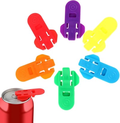 Set van 6 Kleurrijke Plastic Blikopeners voor Frisdrank, Bier en Dranken - Handige Sluitingen voor Blikjes
