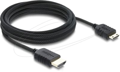 Delock Coaxial High Speed HDMI cable HDMI male to Mini HDMI male 8K 60 Hz with braided coating 3 m