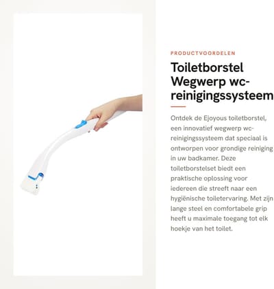 Dailygoods- Toiletborstel Wegwerp Systeem - Wasbare Toiletborstel - Lange Steel - Milieuvriendelijk - Comfortabele Grip - Oplosbare Vezels - Wc-reinigingssysteem
