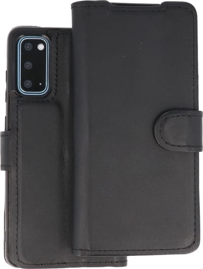 BAOHU Handmade 2 in 1 Leer Telefoonhoesje - Hoesje Geschikt voor Samsung Galaxy S20 - Zwart