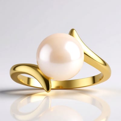 Cavill - Ring Zilver Verguld - 925 Sterling Zilver met Witte Zoetwaterkweekparel 8,5 mm - Asymmetrisch Modern Elegant Ontwerp - Maat 17-21