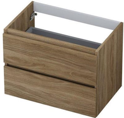 INK Wastafelonderkast - 70x45x52cm - 2 lades - greeploos - houten keerlijst - MFC Zuiver eiken