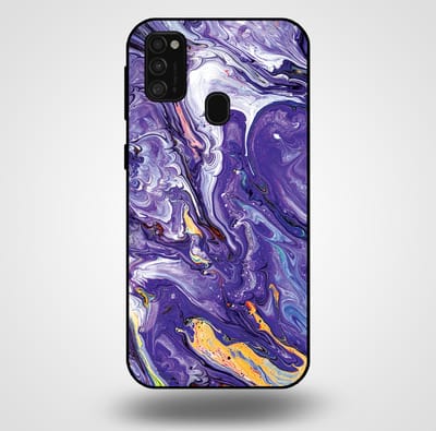 Smartphonica Telefoonhoesje voor Samsung Galaxy M21 met marmer opdruk - TPU backcover case marble design - Goud Paars geschikt voor Samsung Galaxy M21