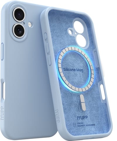 IYUPP Siliconen Hoesje Geschikt voor iPhone 16 Hoesje - Geschikt voor MagSafe - Licht Blauw