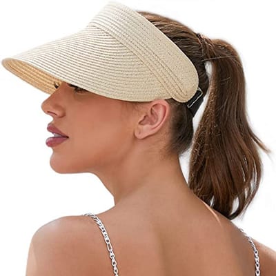 Oneay Natuurlijke raffia strohoed voor dames – Zonne- en strandhoed in beige