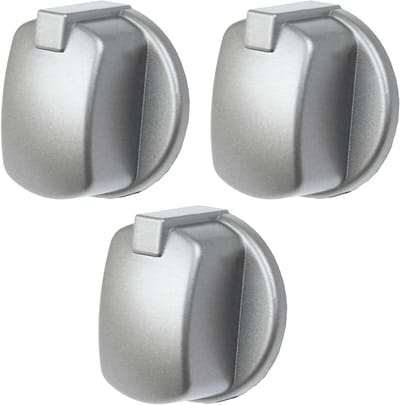 Oven Knoppen - Schakelaar Knoppen - Oven Bediening - Roestvrij Staal - 3 Stuks - Zilver